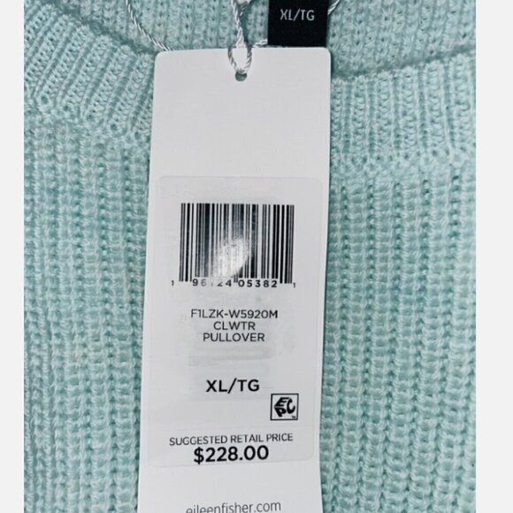 Eileen‎ Fisher Coldwater Mint Green Merino Wool Knit Pullover XL NWT - Picture 5 of 7